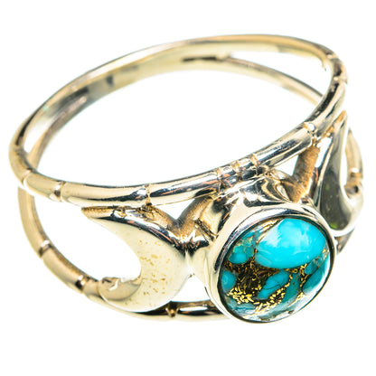 Blue Copper Composite Turquoise Rings handcrafted by Ana Silver Co - RING76553