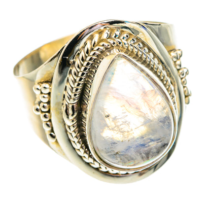 Rainbow Moonstone Rings handcrafted by Ana Silver Co - RING76724