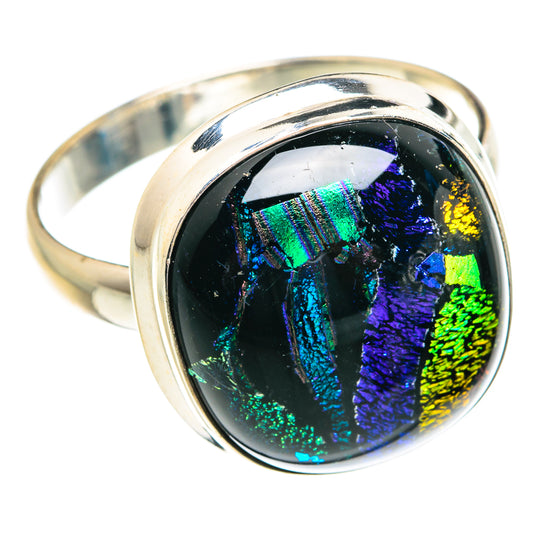 Dichroic Glass Rings handcrafted by Ana Silver Co - RING76753