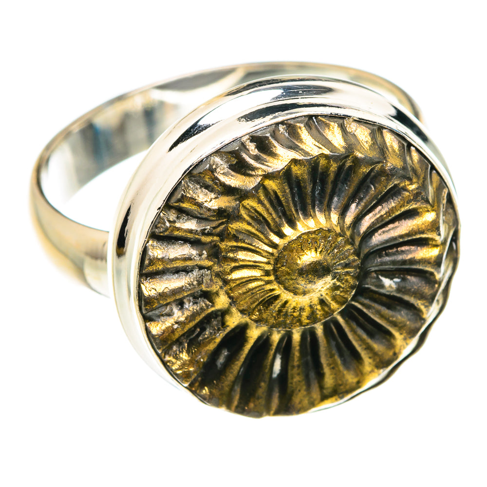 Pyrite Fossil Rings handcrafted by Ana Silver Co - RING76826