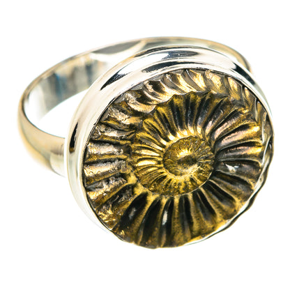 Pyrite Fossil Rings handcrafted by Ana Silver Co - RING76826