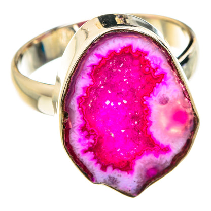 Pink Geode Slice Rings handcrafted by Ana Silver Co - RING76839