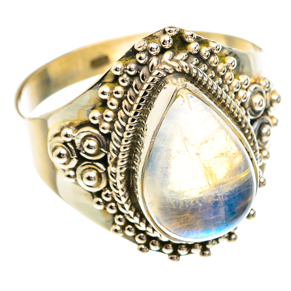 Rainbow Moonstone Rings handcrafted by Ana Silver Co - RING76851