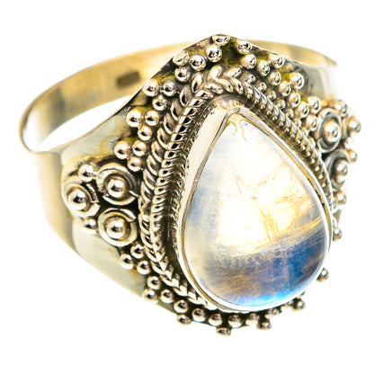 Rainbow Moonstone Rings handcrafted by Ana Silver Co - RING76851