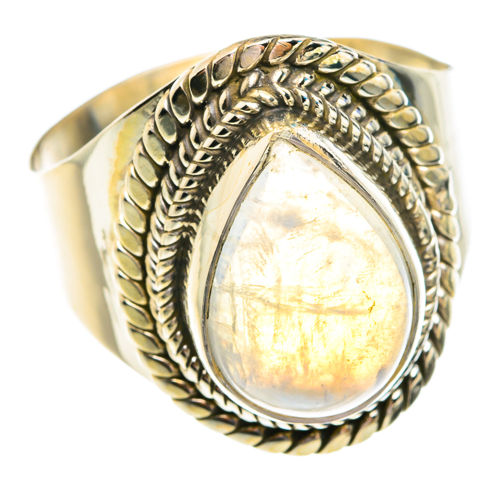 Rainbow Moonstone Rings handcrafted by Ana Silver Co - RING76915