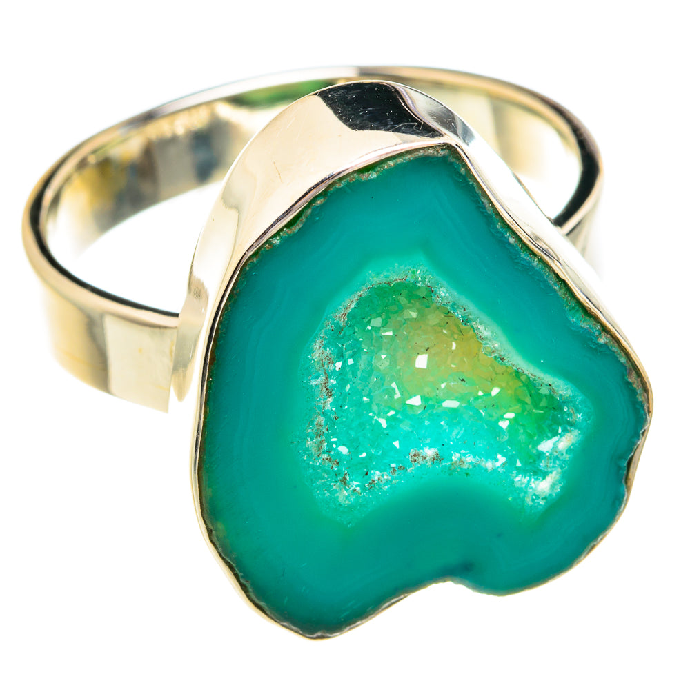 Green Geode Slice Rings handcrafted by Ana Silver Co - RING76933