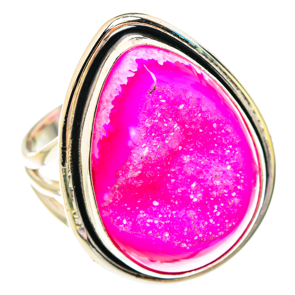 Pink Druzy Rings handcrafted by Ana Silver Co - RING76938