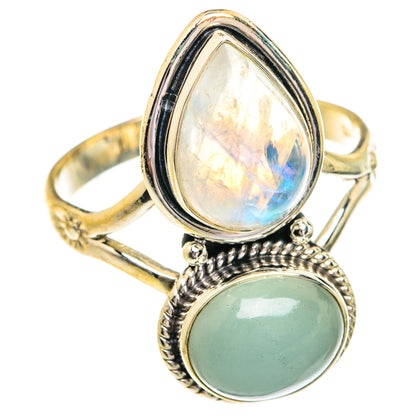 Rainbow Moonstone Rings handcrafted by Ana Silver Co - RING77022