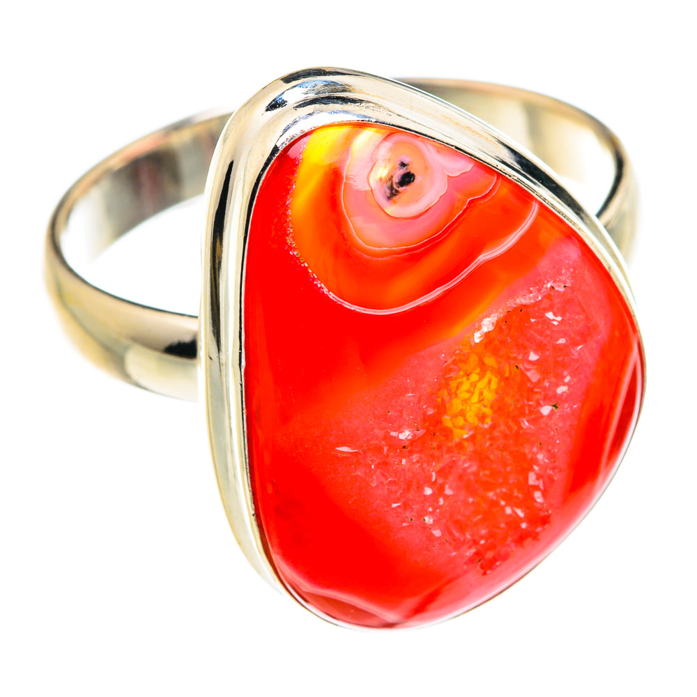 Red Agate Druzy Rings handcrafted by Ana Silver Co - RING77040