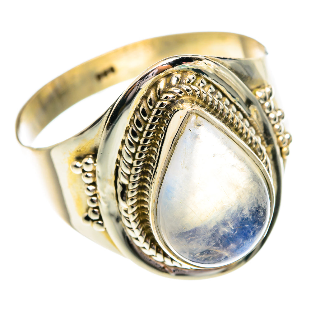 Rainbow Moonstone Rings handcrafted by Ana Silver Co - RING77048