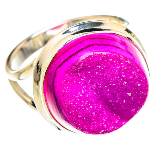 Pink Druzy Rings handcrafted by Ana Silver Co - RING77069