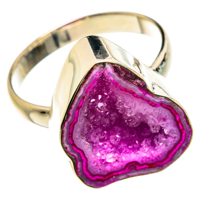 Pink Geode Slice Rings handcrafted by Ana Silver Co - RING77126