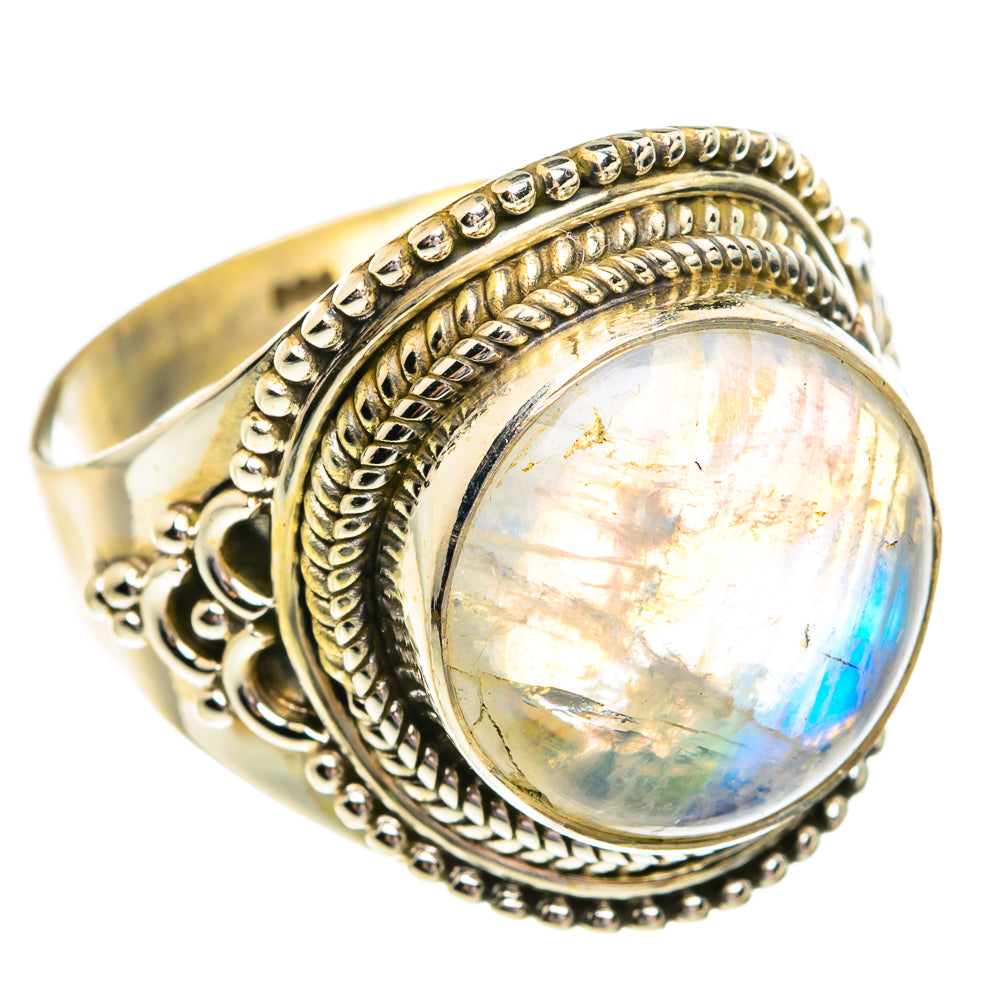 Rainbow Moonstone Rings handcrafted by Ana Silver Co - RING77136
