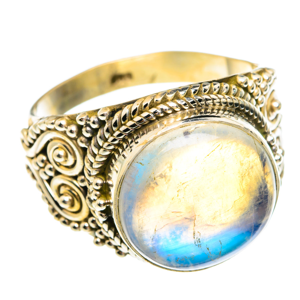 Rainbow Moonstone Rings handcrafted by Ana Silver Co - RING77187