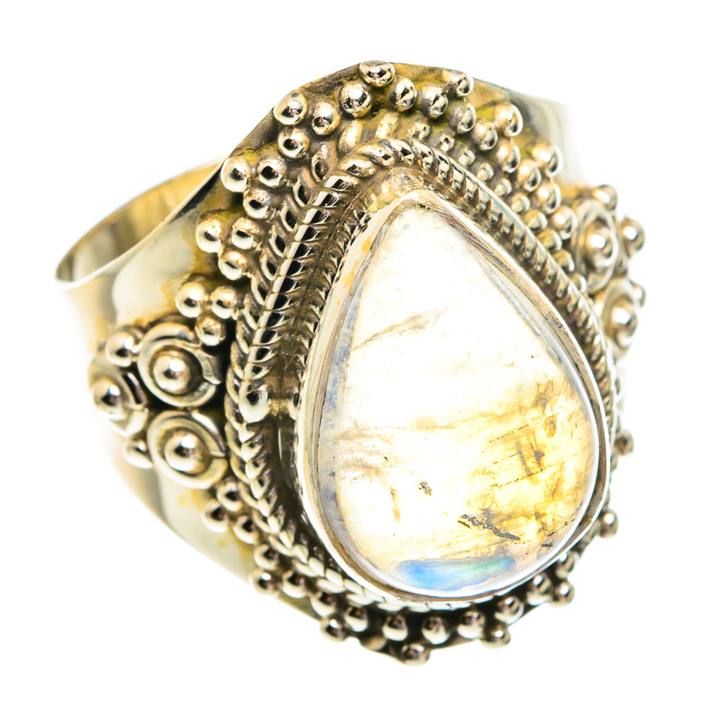 Rainbow Moonstone Rings handcrafted by Ana Silver Co - RING77216