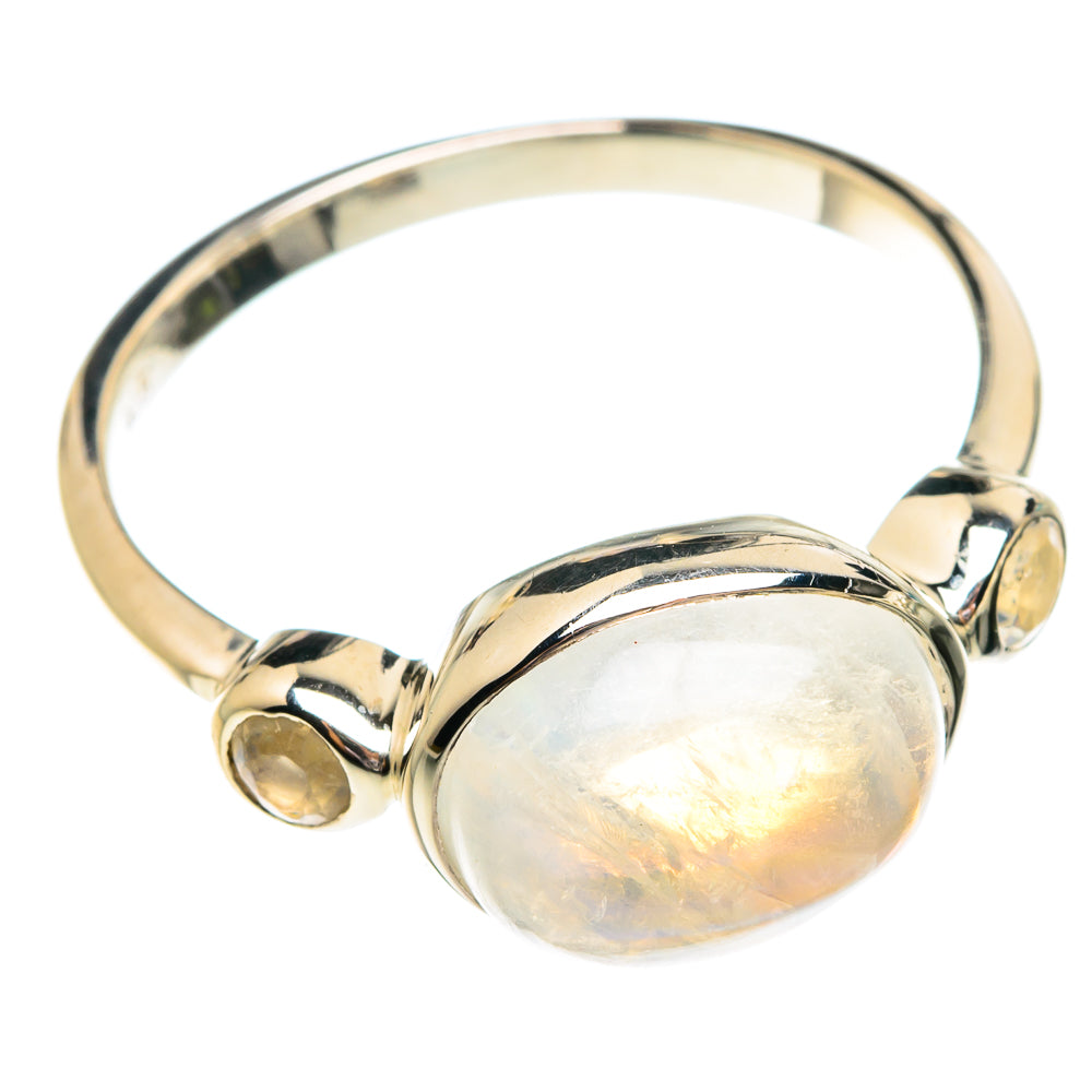 Rainbow Moonstone Rings handcrafted by Ana Silver Co - RING77217