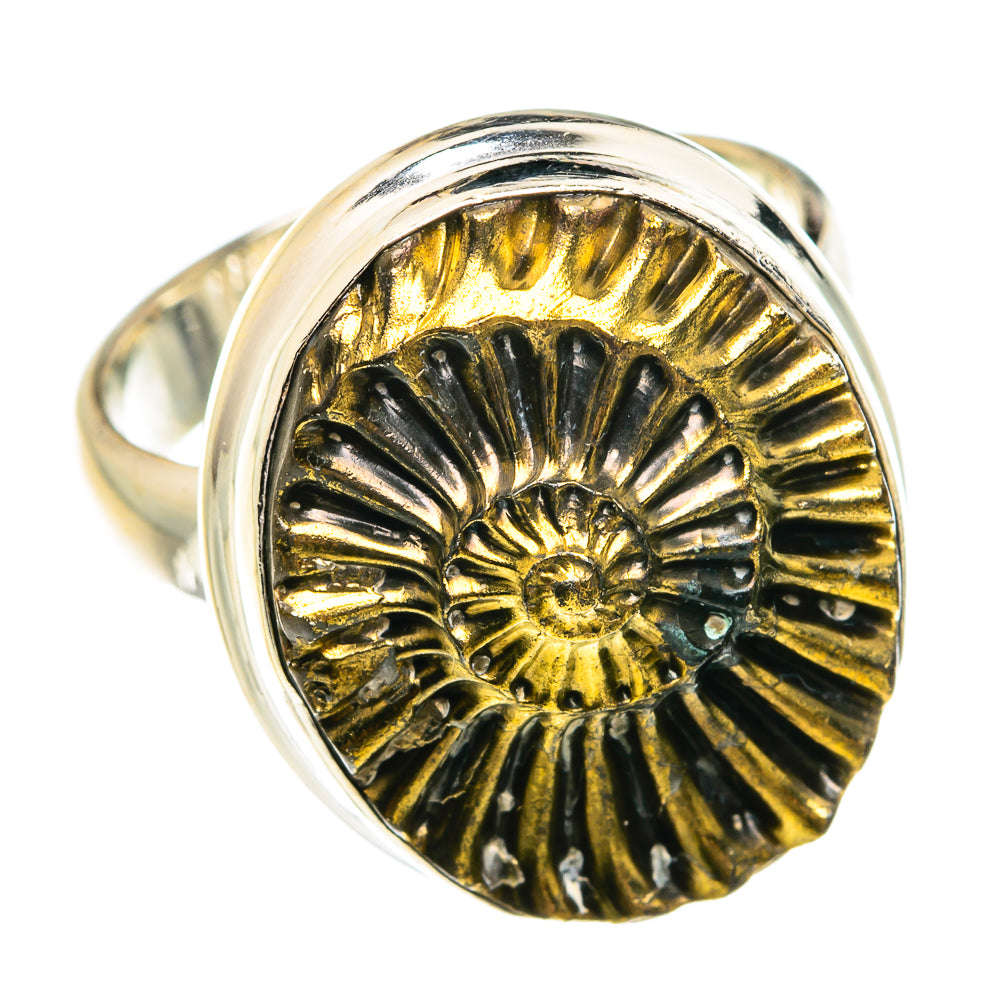 Pyrite Fossil Rings handcrafted by Ana Silver Co - RING77266