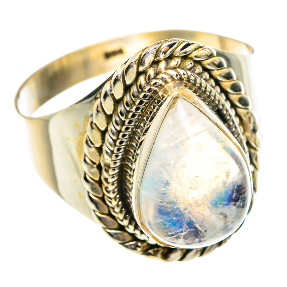Rainbow Moonstone Rings handcrafted by Ana Silver Co - RING77270