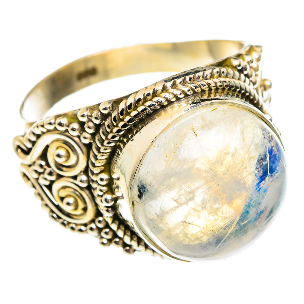 Rainbow Moonstone Rings handcrafted by Ana Silver Co - RING77273