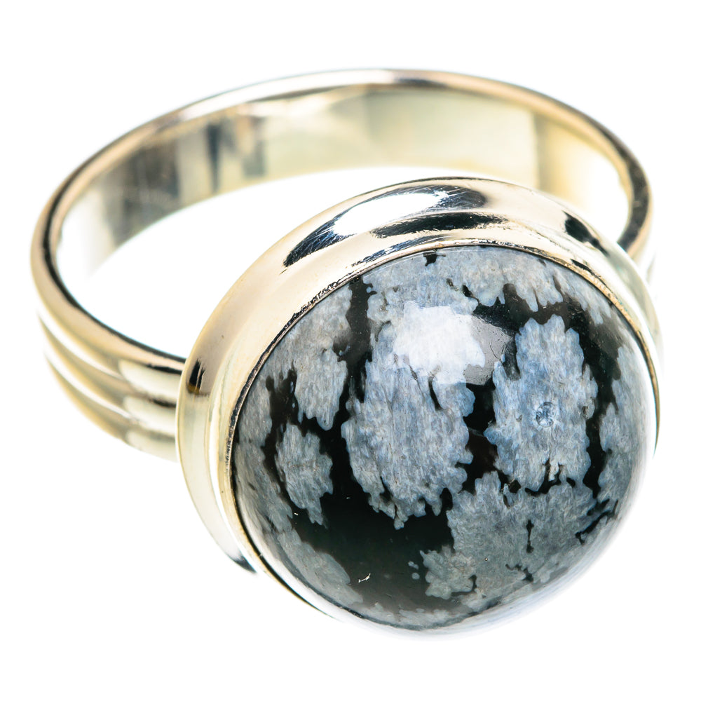 Snowflake Obsidian Rings handcrafted by Ana Silver Co - RING77279