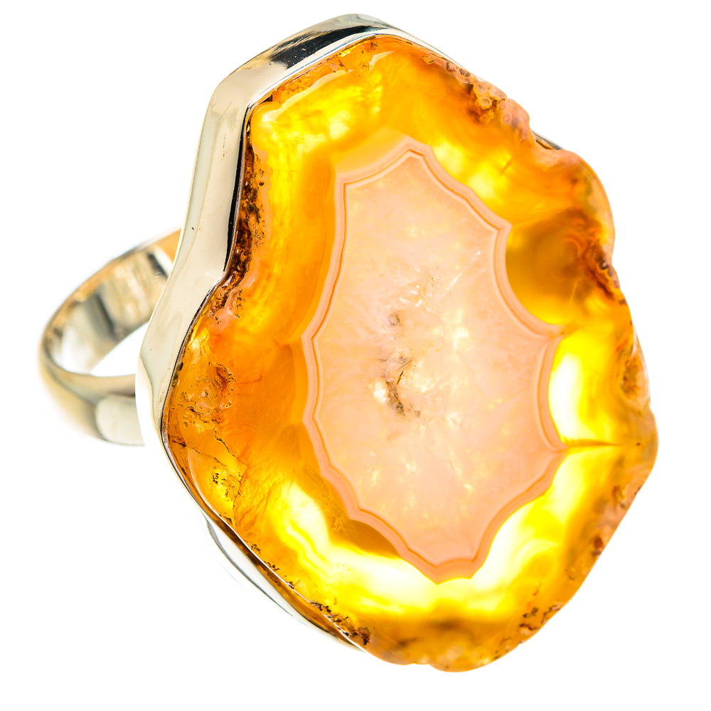 Yellow Geode Slice Rings handcrafted by Ana Silver Co - RING77297