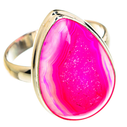 Pink Agate Druzy Rings handcrafted by Ana Silver Co - RING77343