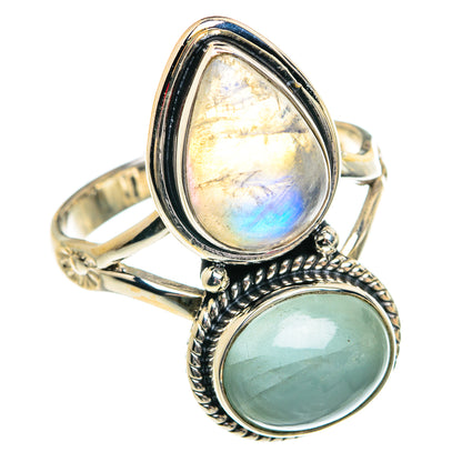 Rainbow Moonstone Rings handcrafted by Ana Silver Co - RING77381