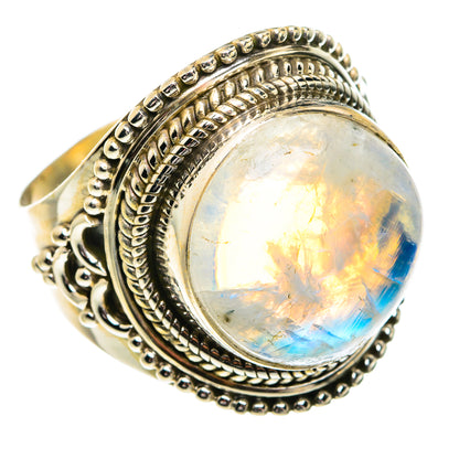 Rainbow Moonstone Rings handcrafted by Ana Silver Co - RING77405