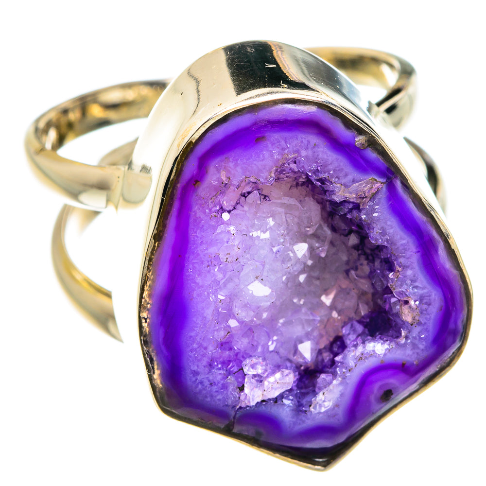 Purple Geode Slice Rings handcrafted by Ana Silver Co - RING77433