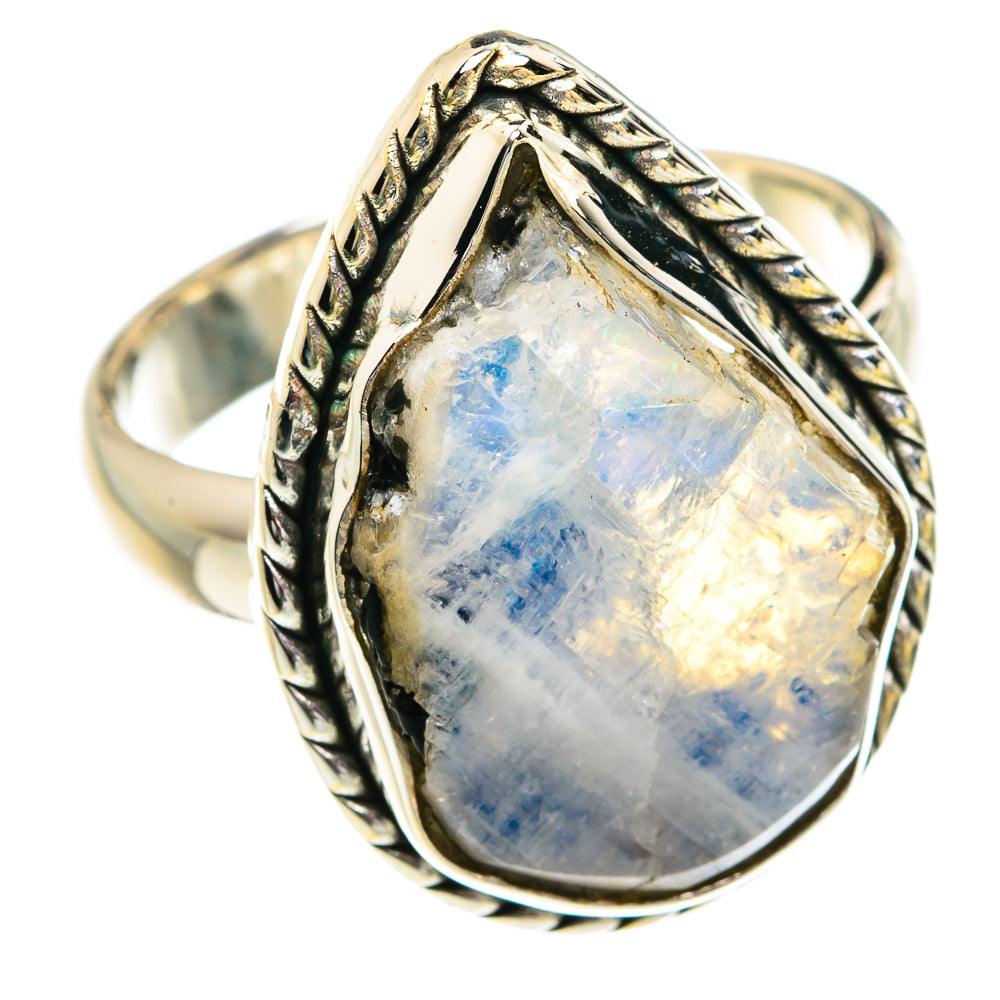 Rainbow Moonstone Rings handcrafted by Ana Silver Co - RING77438
