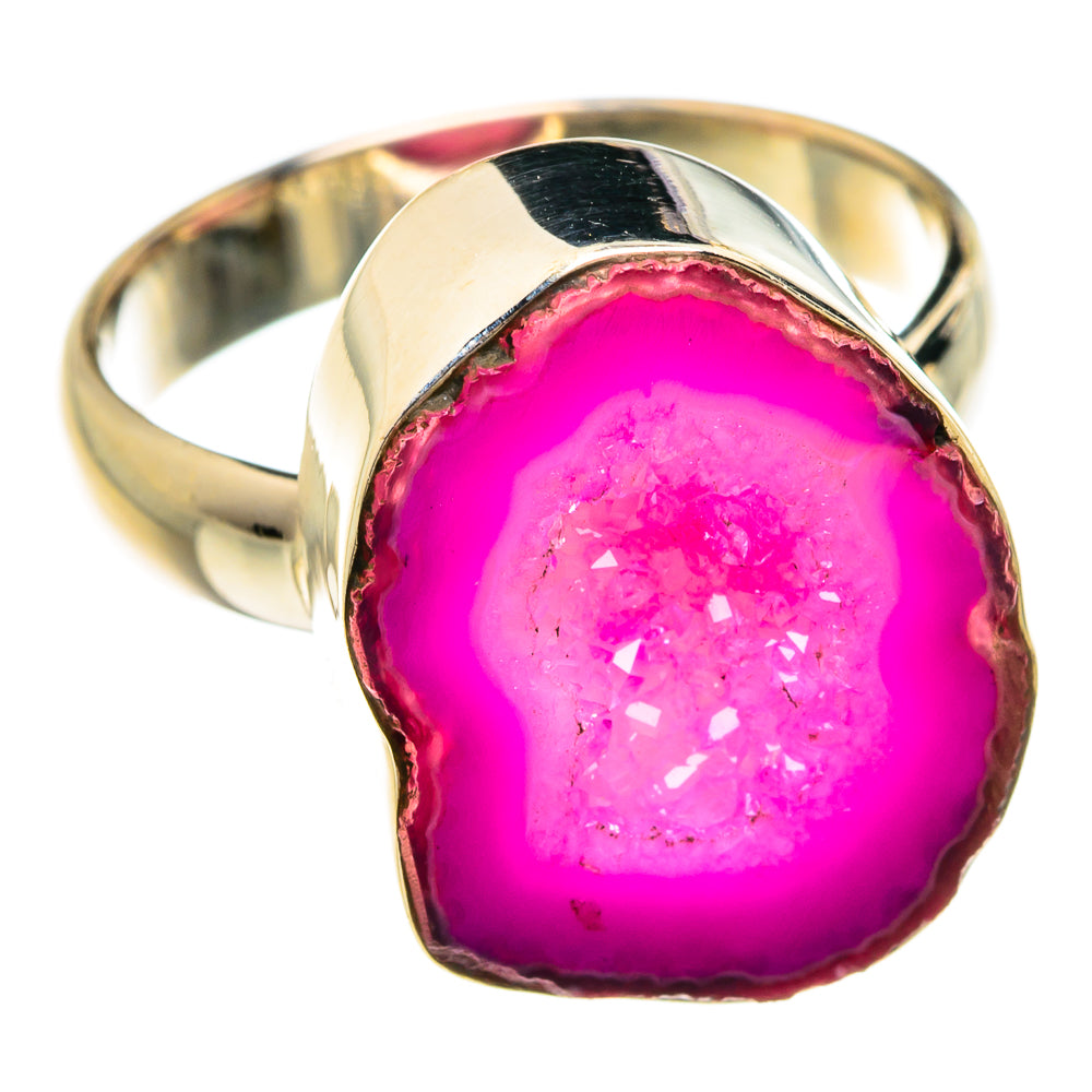 Pink Geode Slice Rings handcrafted by Ana Silver Co - RING77493