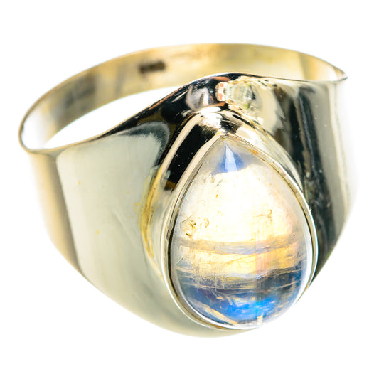 Rainbow Moonstone Rings handcrafted by Ana Silver Co - RING77507