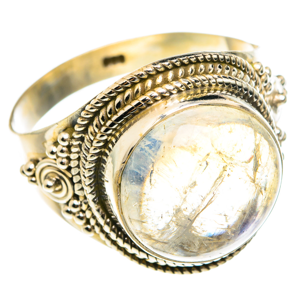 Rainbow Moonstone Rings handcrafted by Ana Silver Co - RING77541