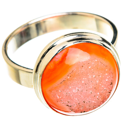 Pink Agate Druzy Rings handcrafted by Ana Silver Co - RING77555
