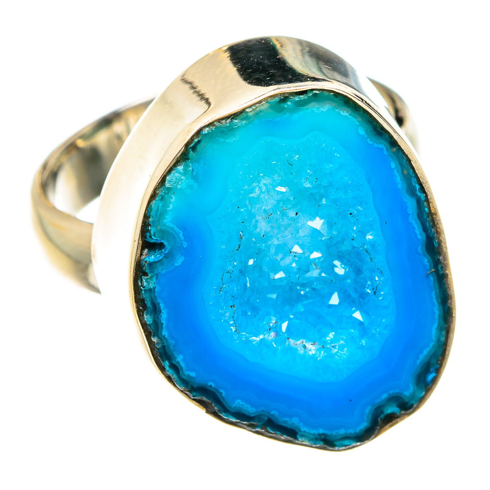 Blue Geode Slice Rings handcrafted by Ana Silver Co - RING77576