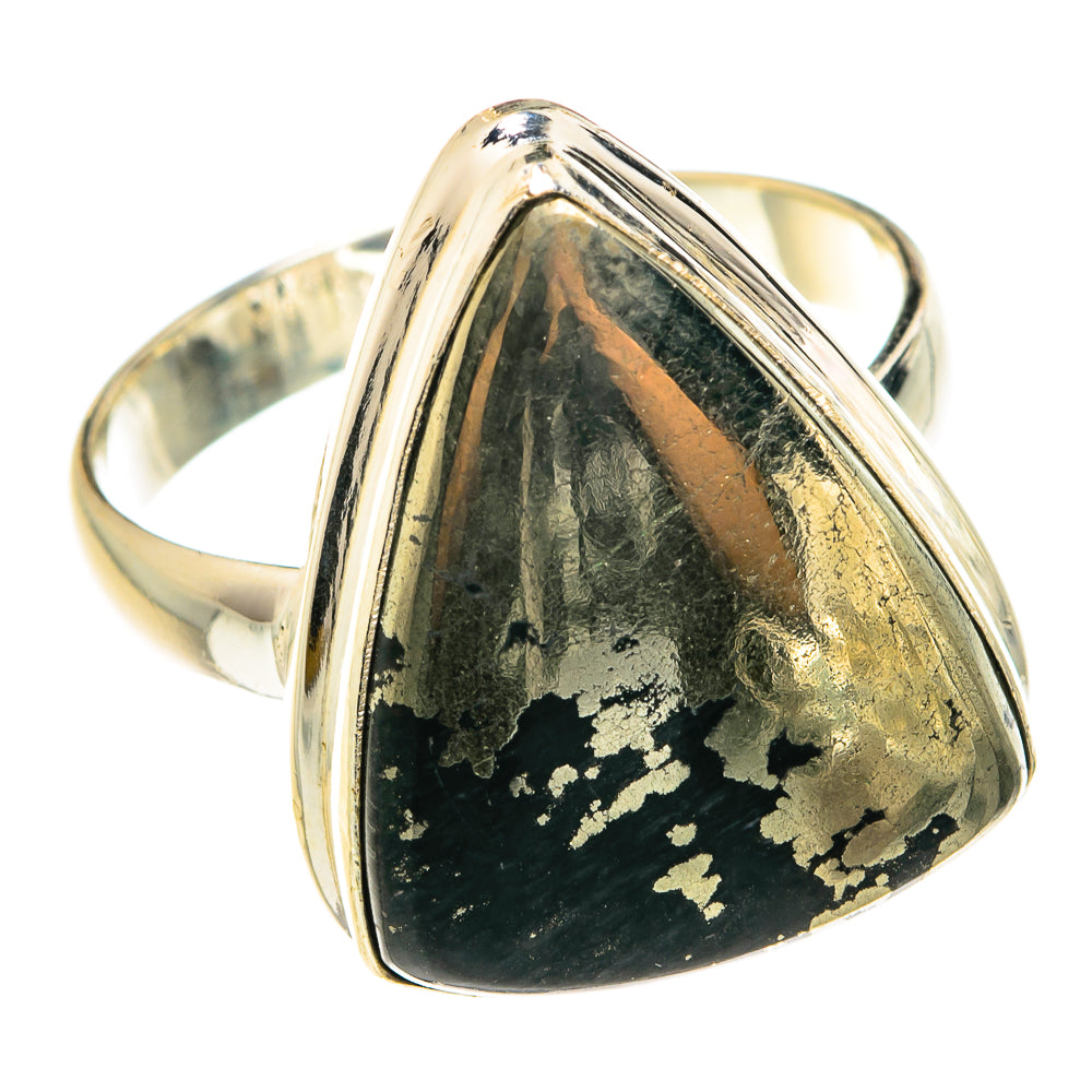 Pyrite In Black Onyx Rings handcrafted by Ana Silver Co - RING77601