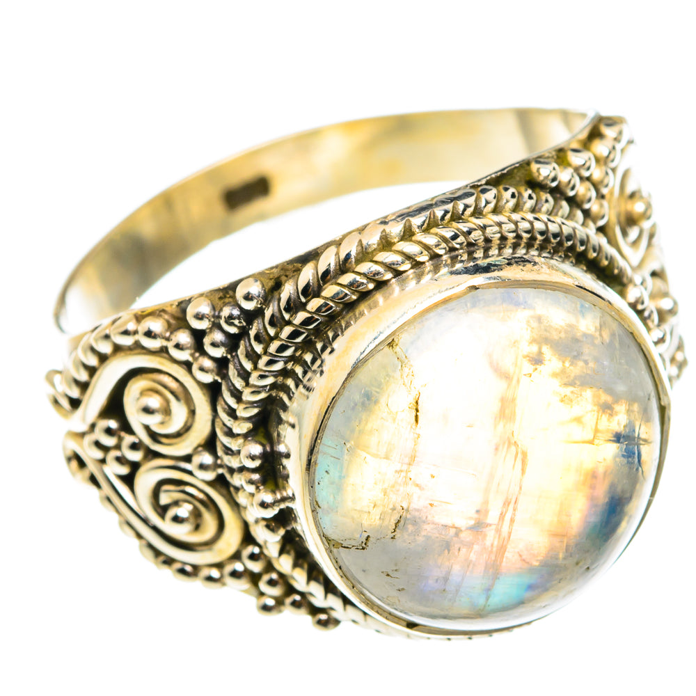 Rainbow Moonstone Rings handcrafted by Ana Silver Co - RING77604