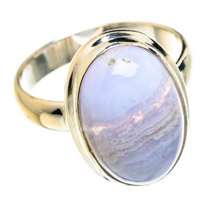 Blue Lace Agate Rings handcrafted by Ana Silver Co - RING77605