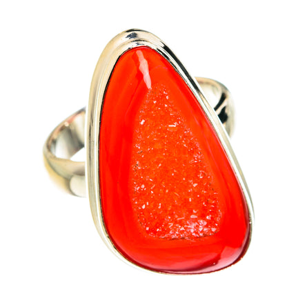 Red Agate Druzy Rings handcrafted by Ana Silver Co - RING77619