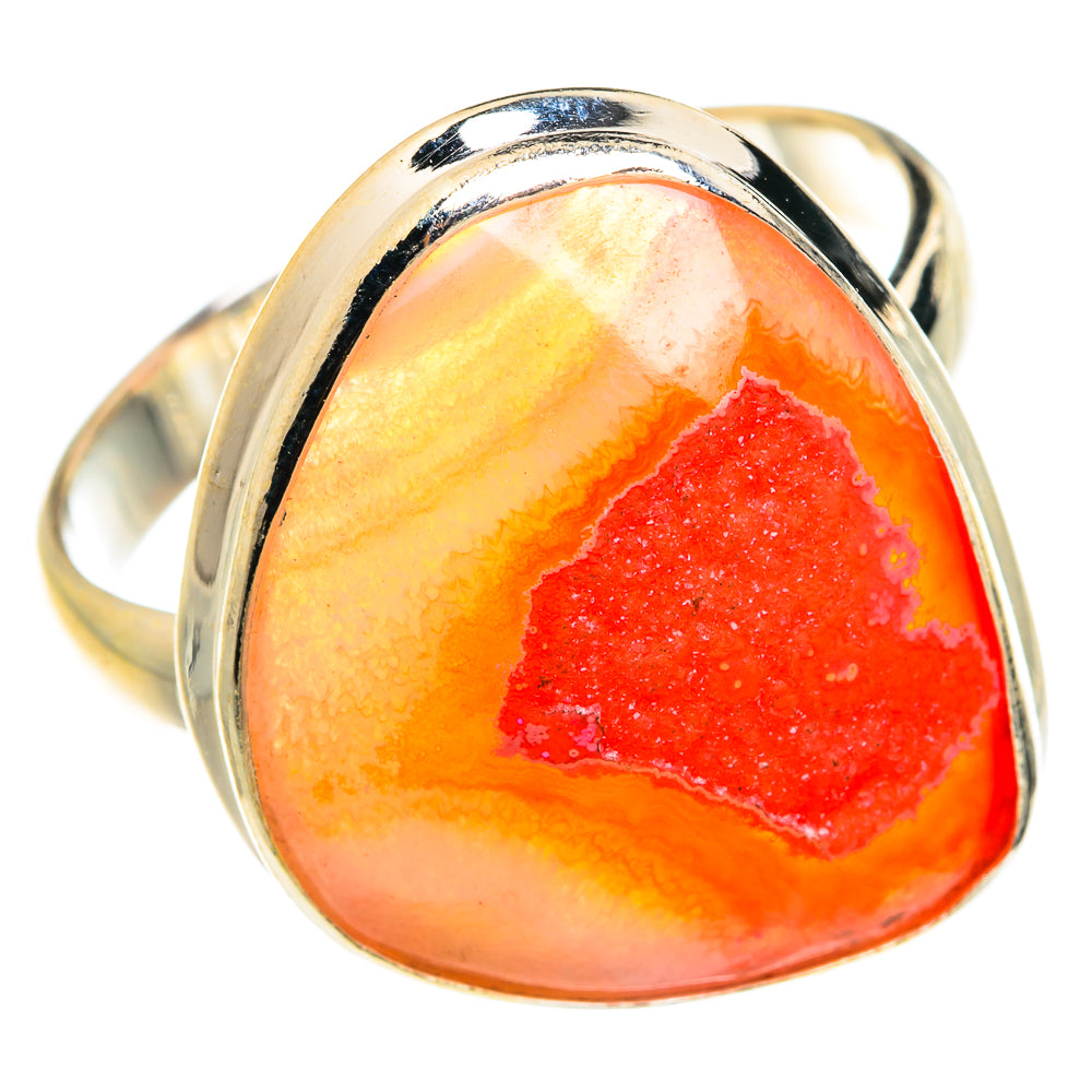 Red Agate Druzy Rings handcrafted by Ana Silver Co - RING77665 - Photo 2