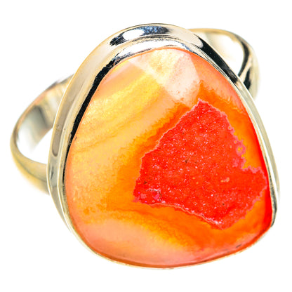 Red Agate Druzy Rings handcrafted by Ana Silver Co - RING77665 - Photo 2