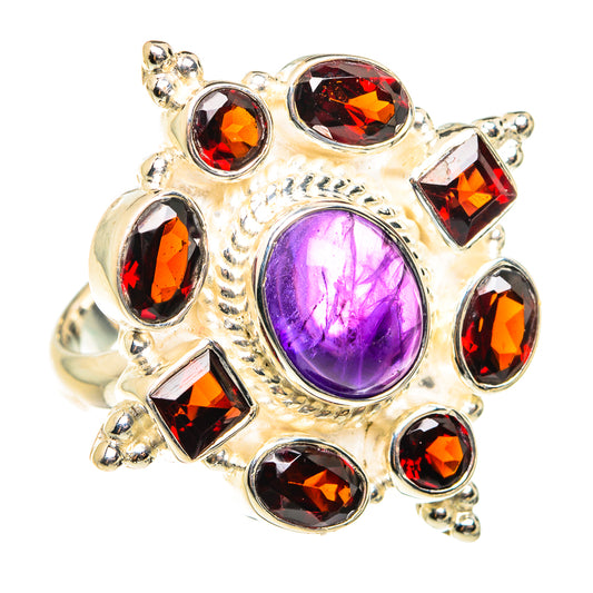 Amethyst, Garnet Rings handcrafted by Ana Silver Co - RING77725