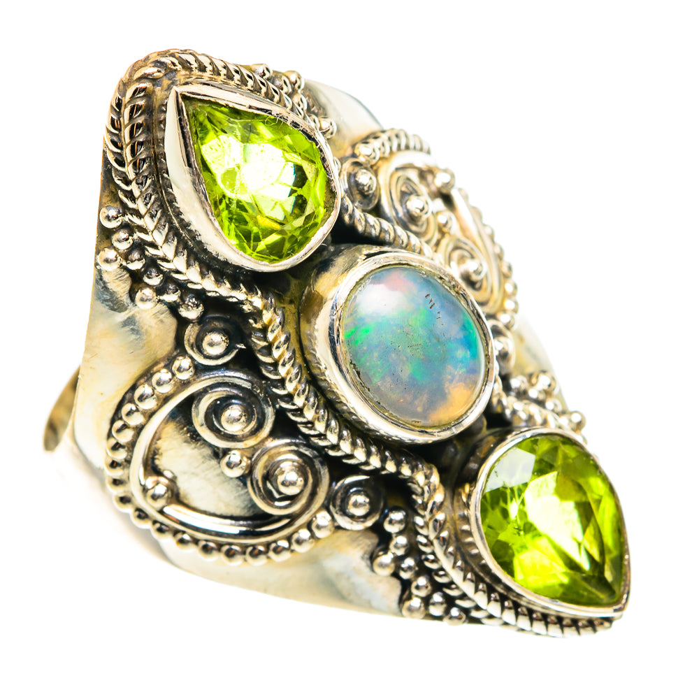 Ethiopian Opal, Peridot Rings handcrafted by Ana Silver Co - RING77726