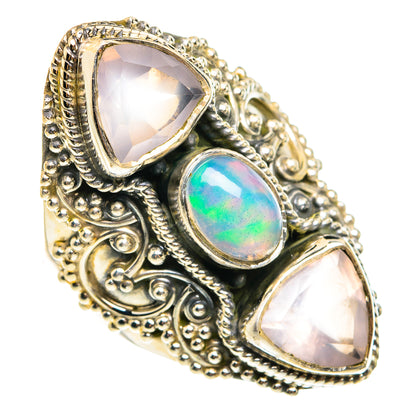 Ethiopian Opal, Rose Quartz Rings handcrafted by Ana Silver Co - RING77727