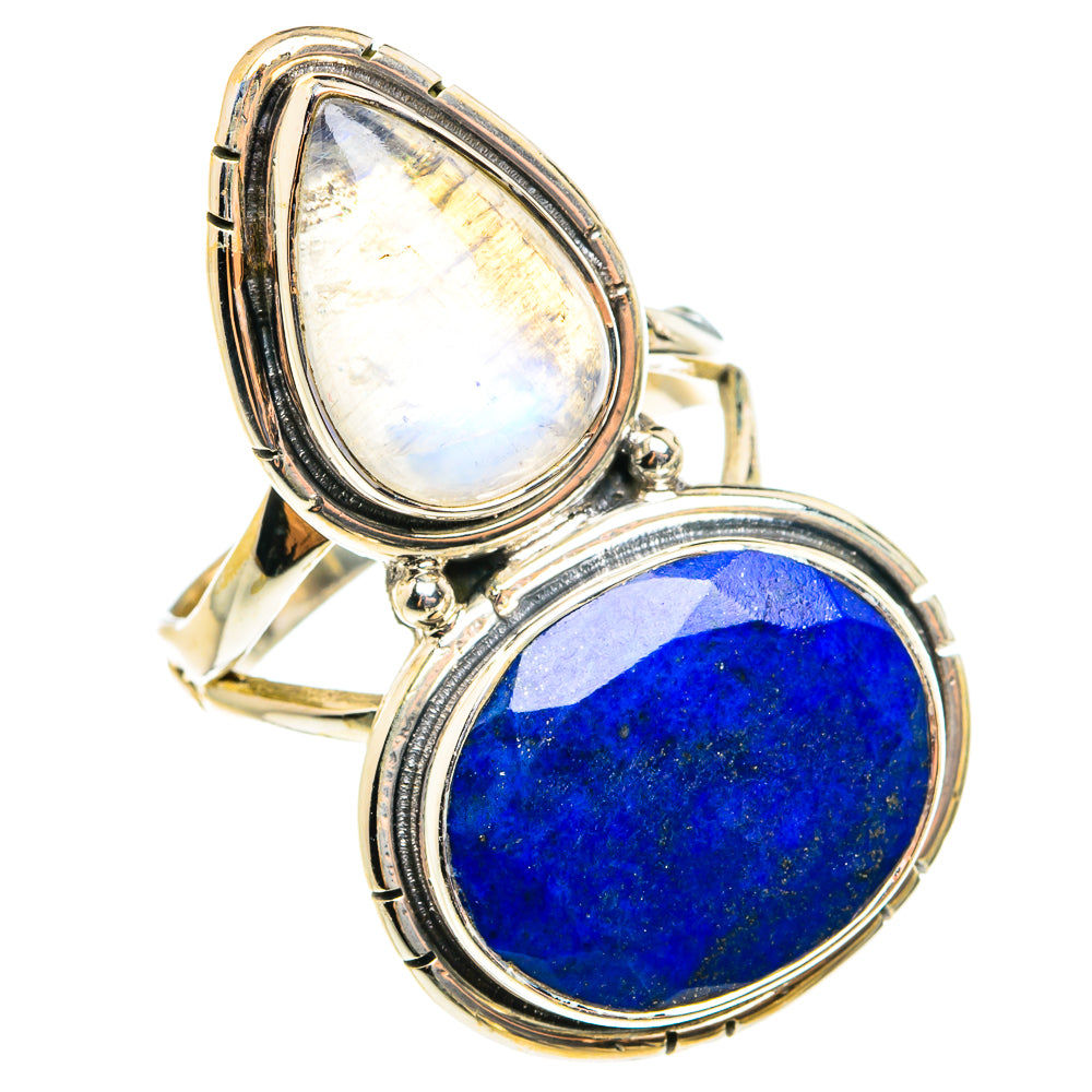 Lapis Lazuli, Rainbow Moonstone Rings handcrafted by Ana Silver Co - RING77733