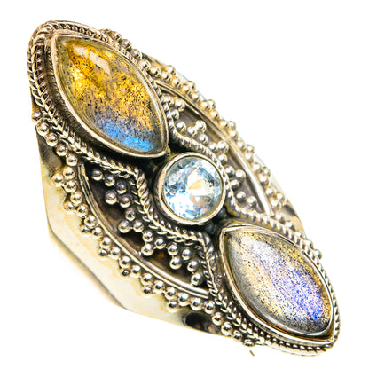 Labradorite, Blue Topaz Rings handcrafted by Ana Silver Co - RING77735