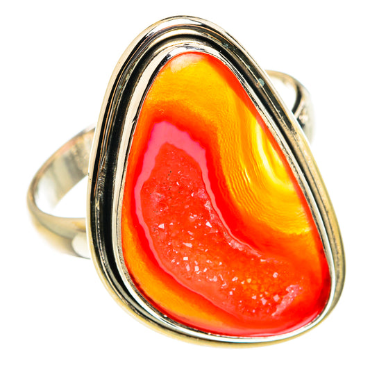 Red Agate Druzy Rings handcrafted by Ana Silver Co - RING77746