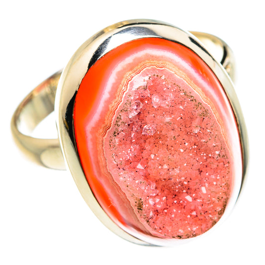 Red Agate Druzy Rings handcrafted by Ana Silver Co - RING77750
