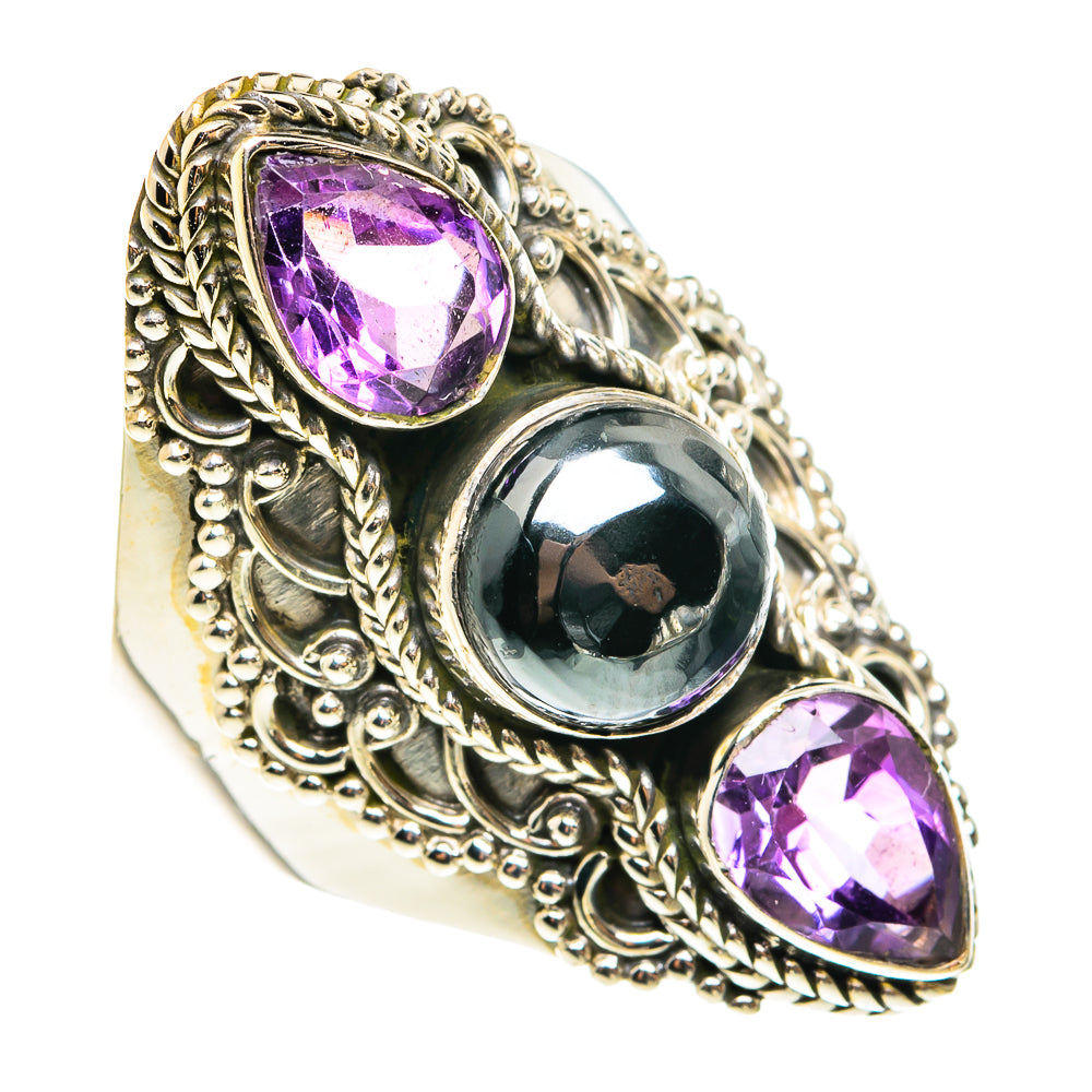 Hematite, Amethyst Rings handcrafted by Ana Silver Co - RING77756