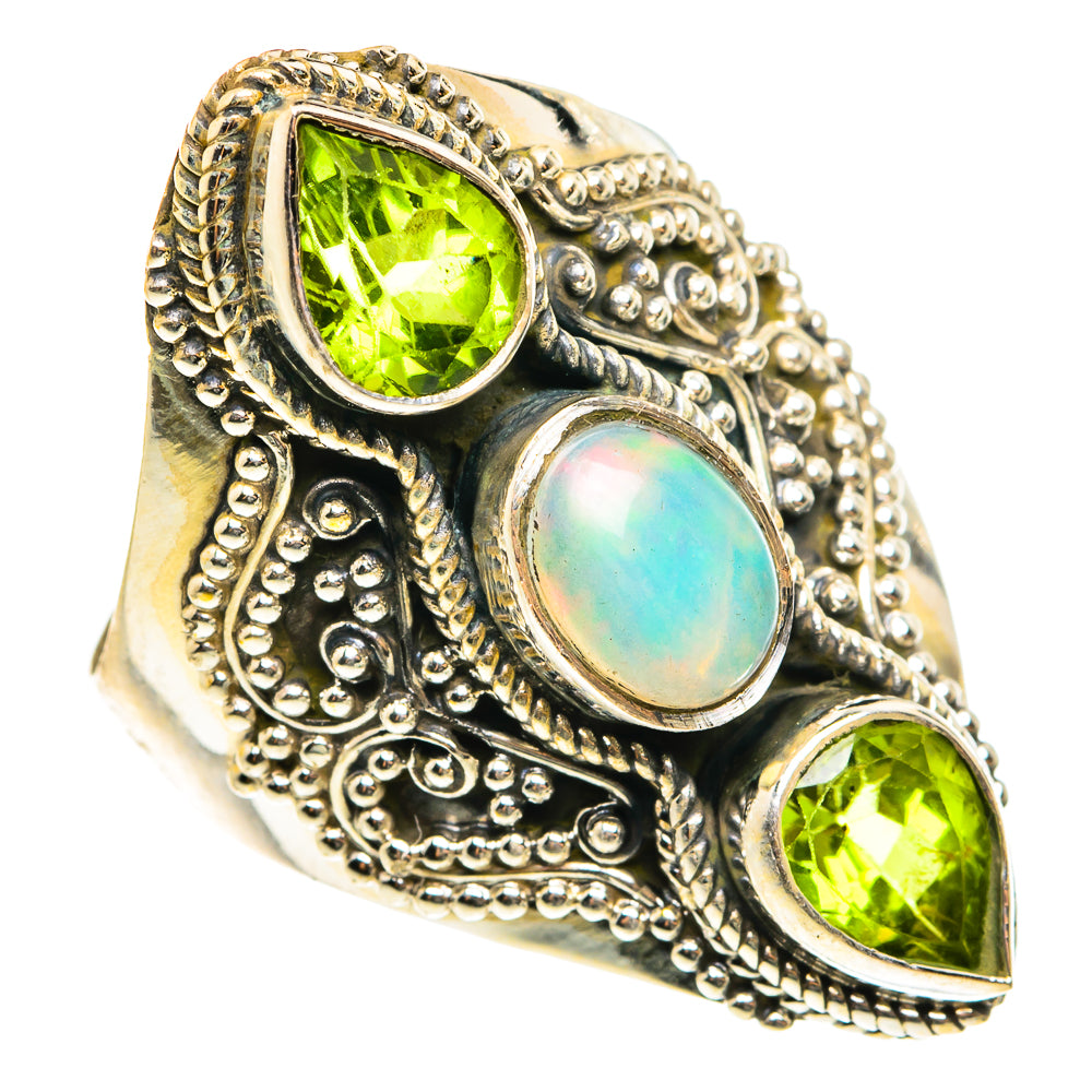 Ethiopian Opal, Peridot Rings handcrafted by Ana Silver Co - RING77769
